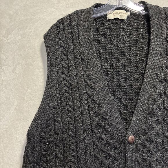 Aran Islands Knitwear Sweater Vest Men's XXL Gray Knit Fisherman Cable Wool - Picture 2 of 14